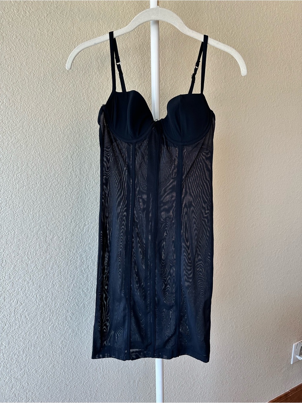 Victoria’s Secret “very sexy” black mesh bustier slip dress 34B Y2K 2000s